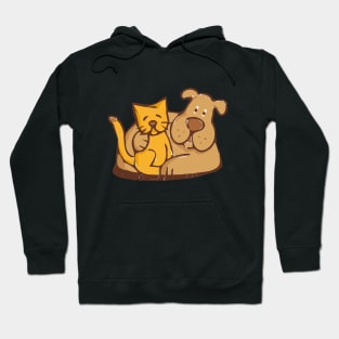 Cat and Dog Cuddling together Hoodie